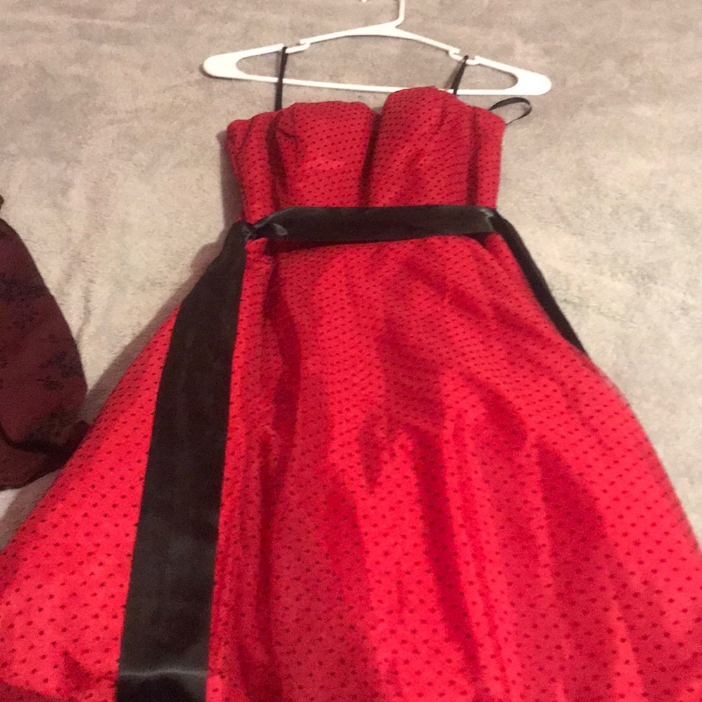 Red dress with pick dots
